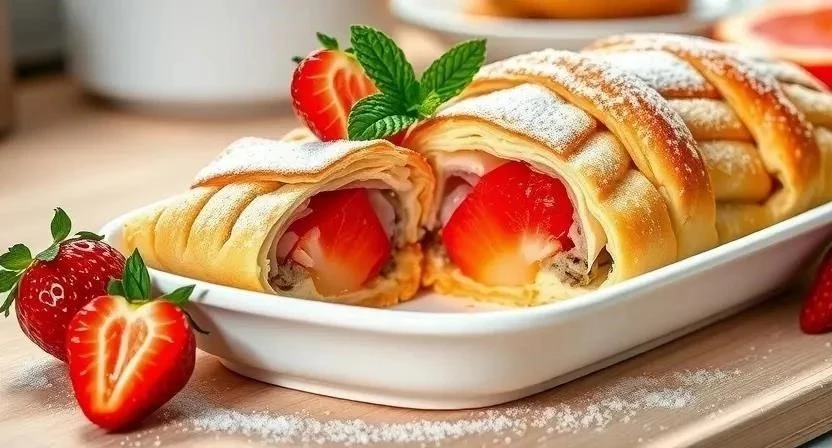 Грейпфрутовый штрудель с клубникой