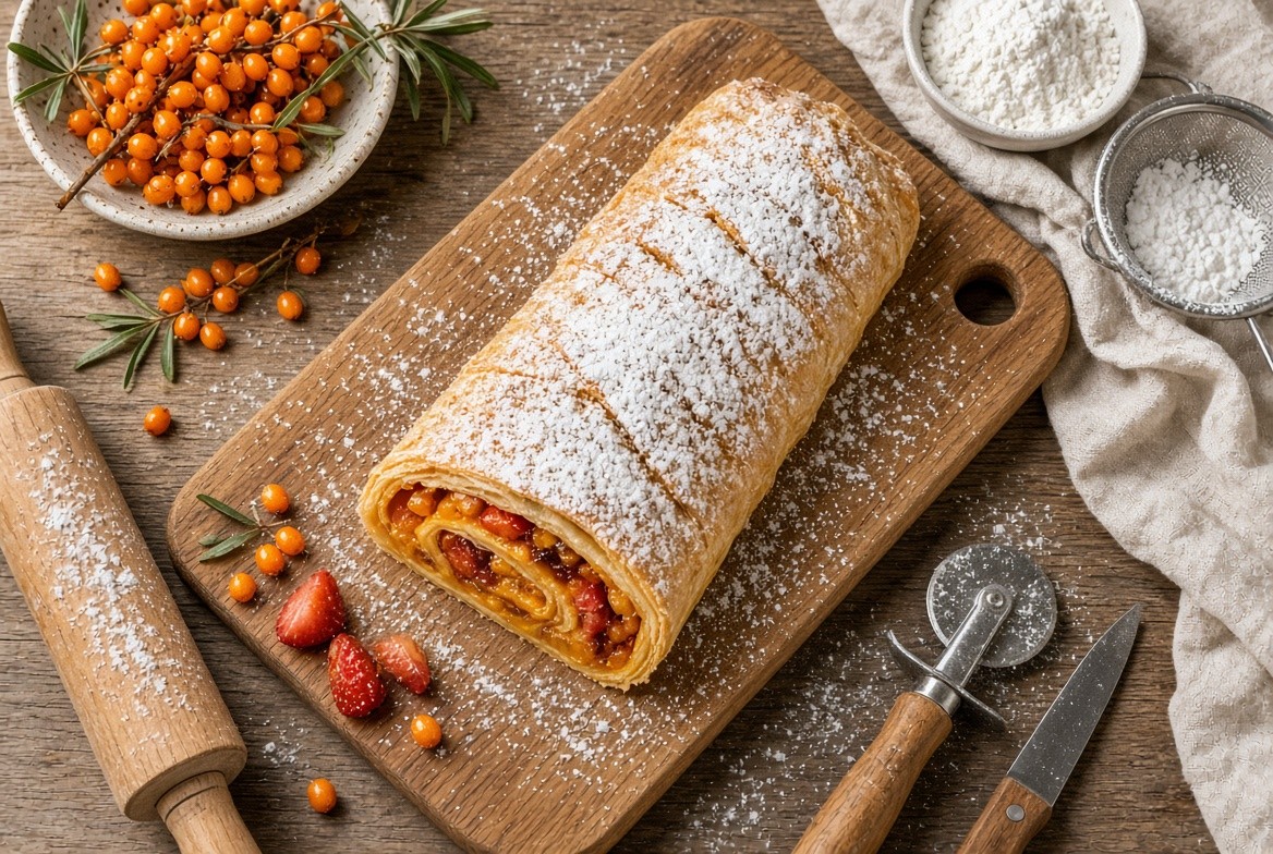 Облепиховый штрудель с клубникой